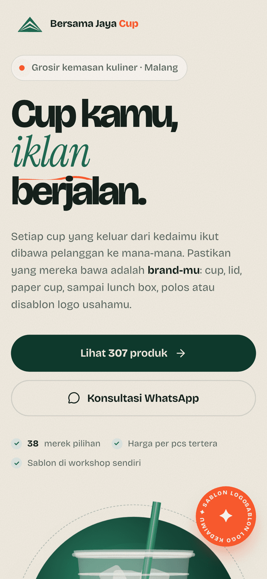 Bersama Jaya Cup — Landing page di HP