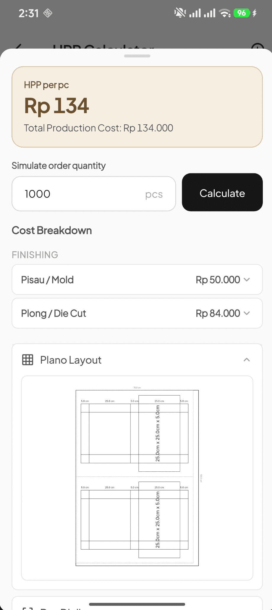 Darmabox — Rincian HPP & plano