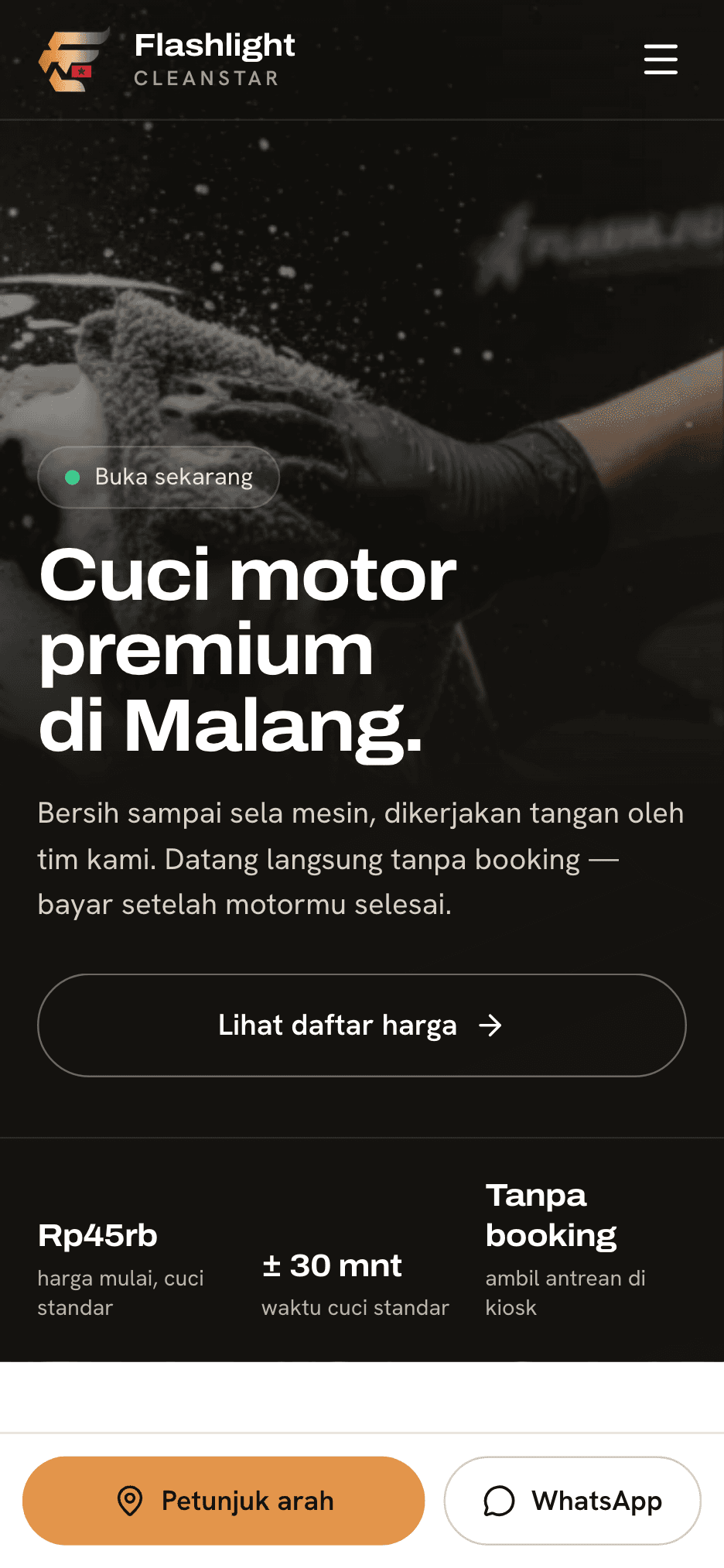 Flashlight Cleanstar — Landing page di HP